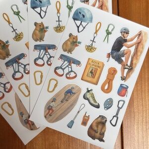 NWT Rock Climbing Sticker Set 4x6 journal waterproof 4 sheets